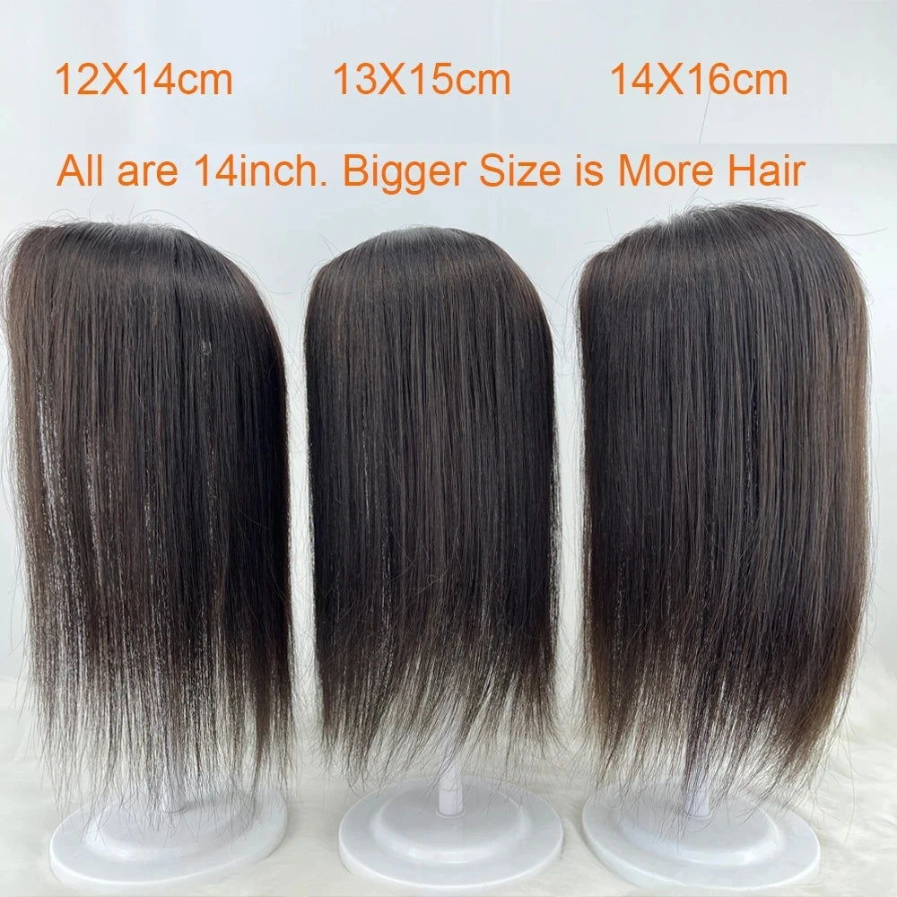 Hair Extensions and Wigs
16x18CM Virgin European Human Hair Topper Hand Tied Silk Top Toupee Silk Base Breathable Hair Piece with Clips for Women