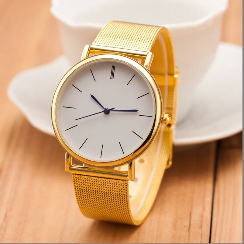 Women Watch New Famous Silver Casual Geneva Quartz Watch Women Metal Mesh Stainless Steel Dress Watches For Gift Relogio Feminino Hot Clock