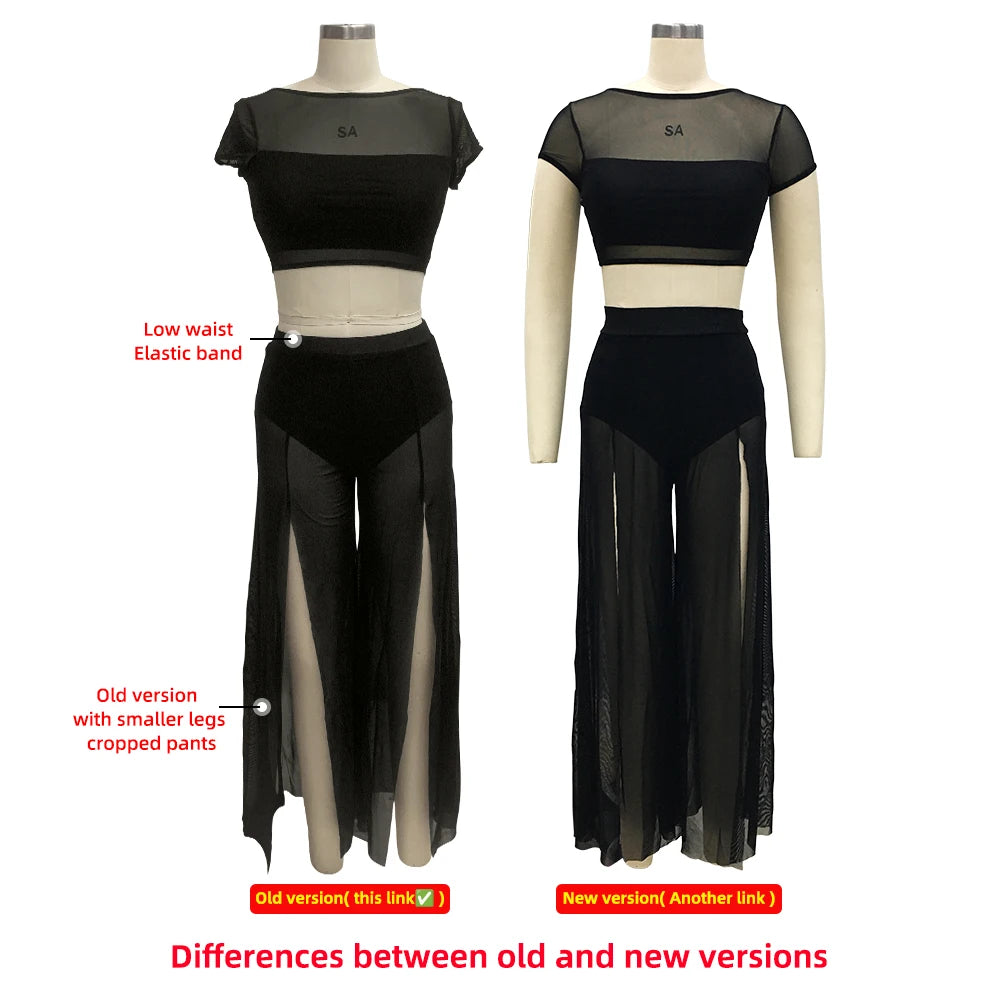 dancers  
Old Version Inventory Cleared Lyrical Dance Wear for Women Girls Crop Top Wide Leg Pants 2piece Set Performance Costume Outfit