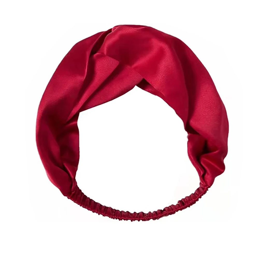 Elegant Look 100% Pure Mulberry Silk Headband Luxury Silk Elastics Twisted Turban Head Wrap Bandana Bohimian for Women Hair Accessories