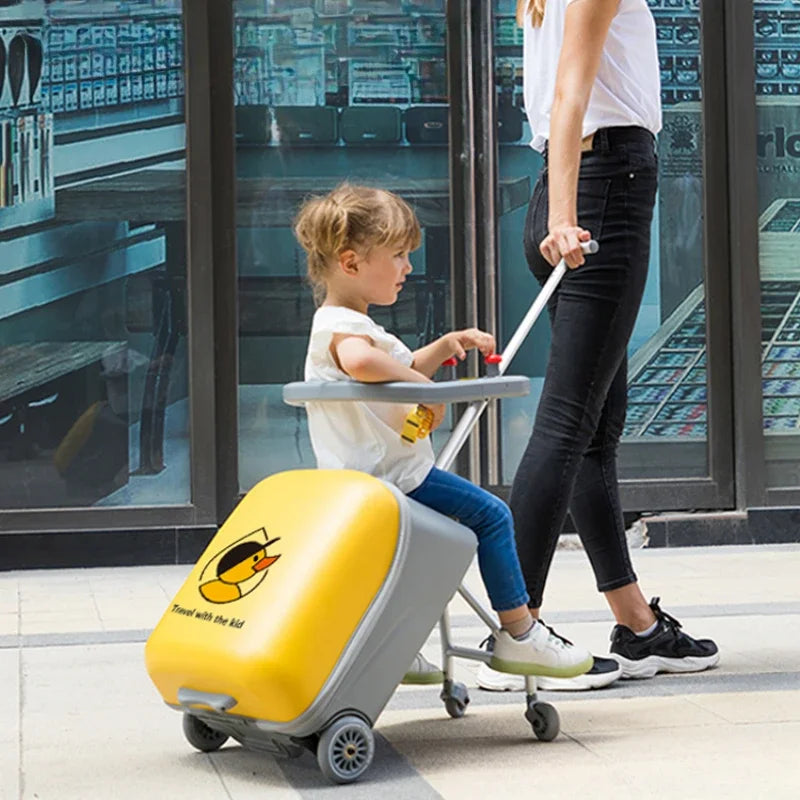 Travel Bag Children's Sit-down Trolley Suitcase Cycling Trolley Case for Unisex Carry-on Children's Luggage Multifunctional Suitcase