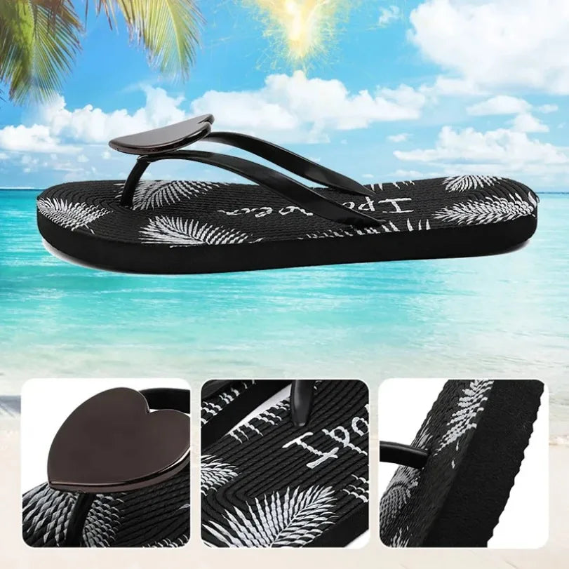 Flat Shoes Women Heart Love Cloud Sandals Summer Flip Flops Beach