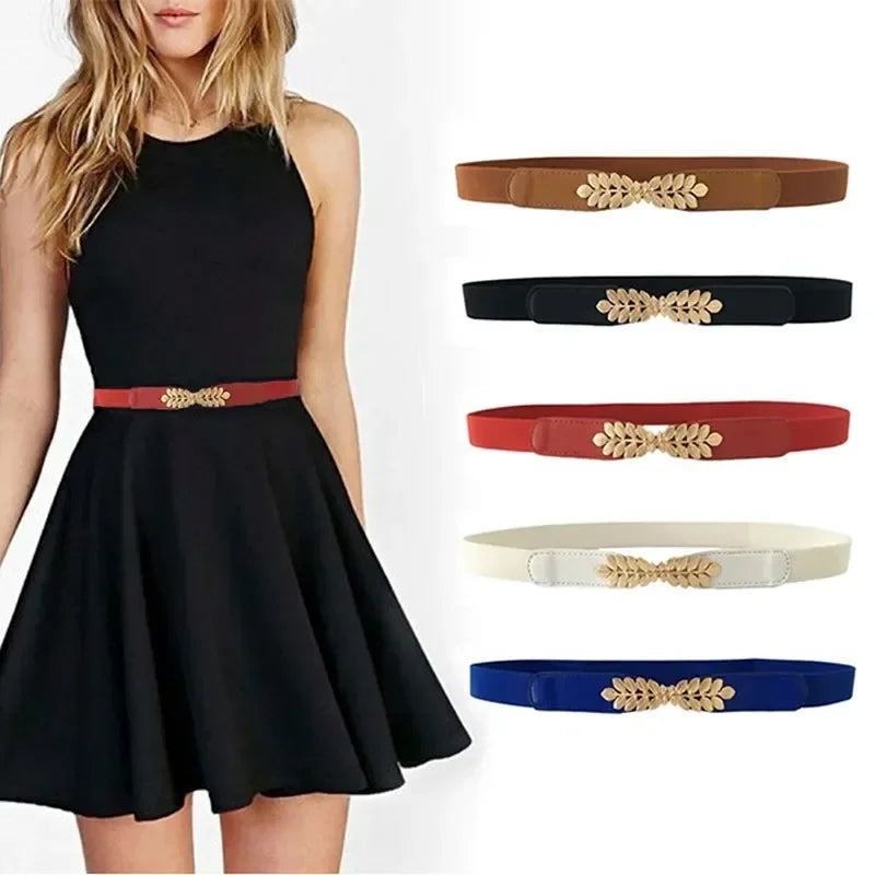 Belts Fashion Women PU Black White Waist Band Thin Elastic Waist Belt Dress Apparel Accessories Cinturon Mujer Hot Sale