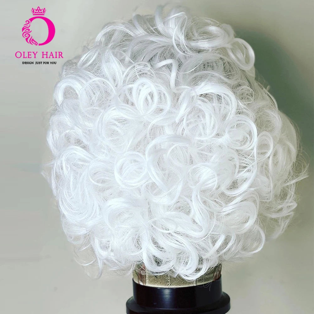 Hair Extensions and Wigs
180 Density White Color Synthetic 13x4 Lace Front Wig Heat Resistant  Glueless Curly  Drag Queen Cosplay Wigs For Black Women