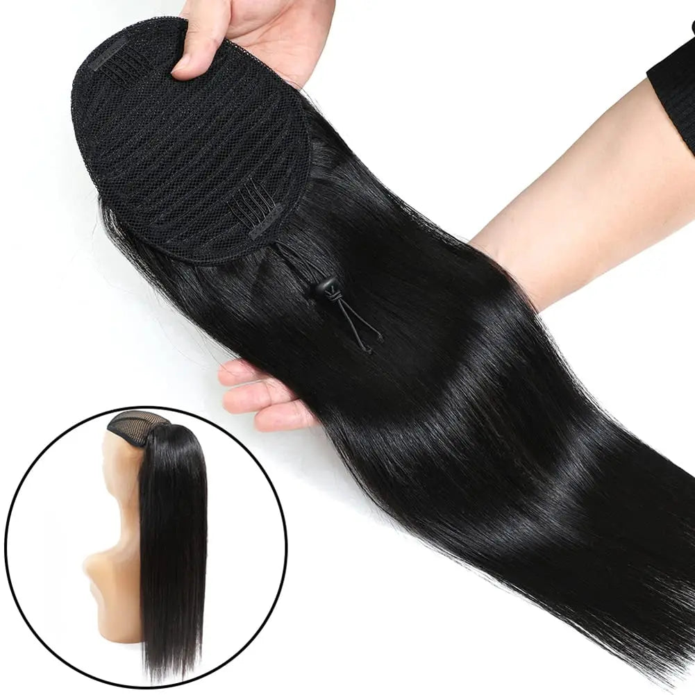 Hair Extensions and Wigs
Straight Ponytail Human Hair Extensions with Clip In Drawstring Ponytail Brazilian Hair Ponytails 1 Piece For Women Remy Hair