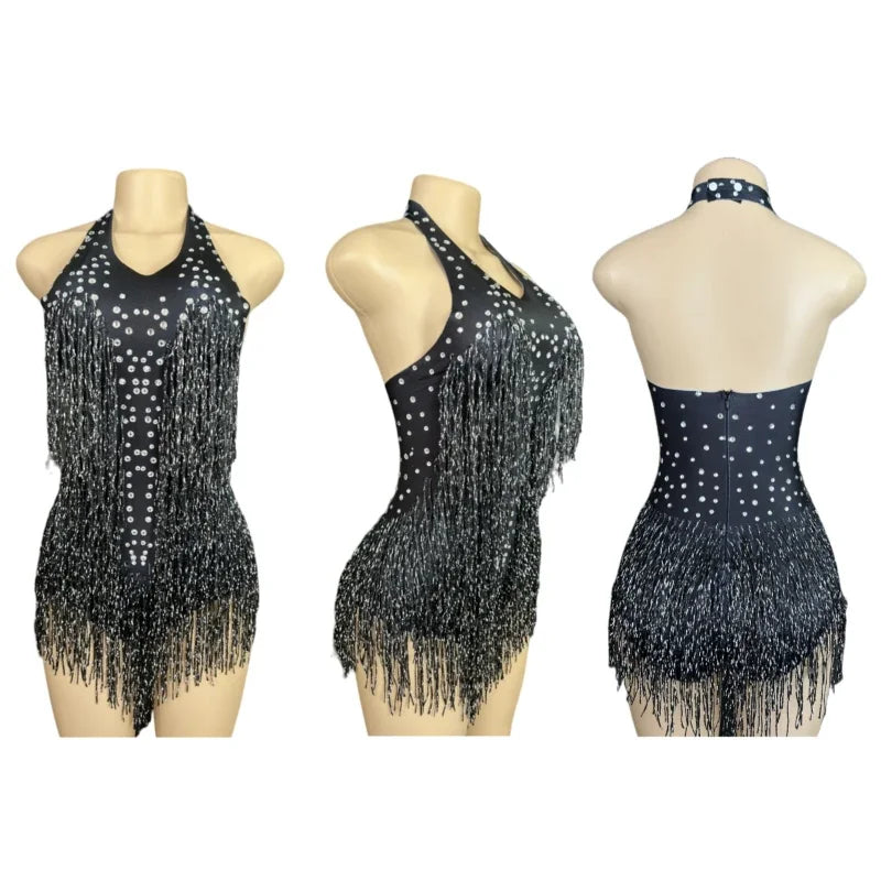 dancers  
New fringe tight fitting clothing for women's party dance costumes, modern stage performance costumes