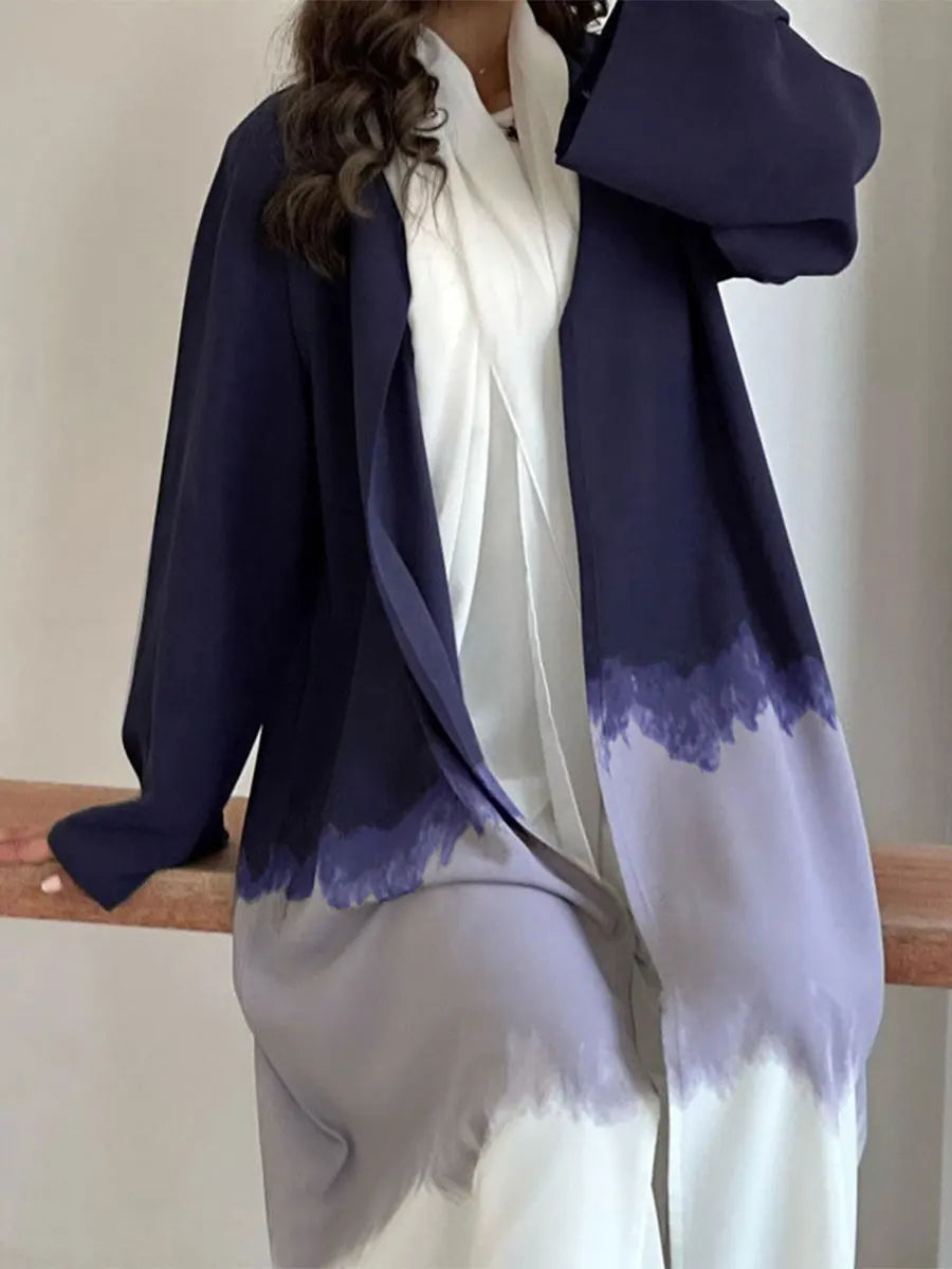 Dubai Clothing Stylish Elegant Cardigan Tie Dye Gradient Dress Robe Open Abayas For Muslim And Moroccan Woman Saudi Dubai Kebaya