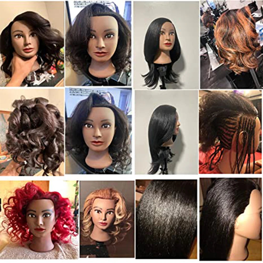 Hair Extensions and Wigs
African Mannequin Head 100%Real Hair Hairdresser Training Head With Tripod  Manikin Cosmetology Doll Head For Braiding Styling