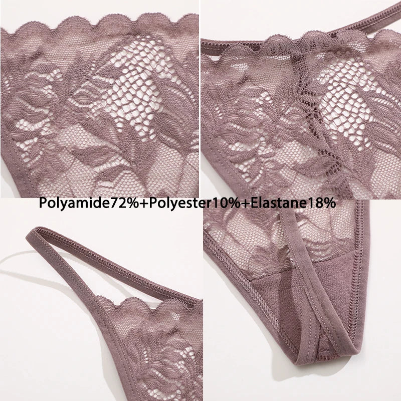 Panties
6Pcs/Set Lace Thong For Women Low Rise Soft Intimates Lingerie Sexy Lace Panties Color Ladies Comfortable Underpants Girls Panty