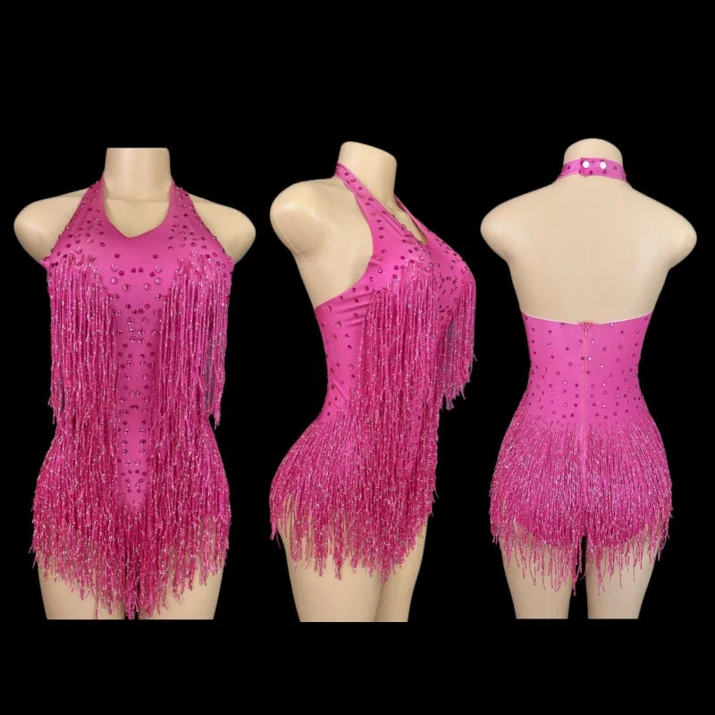 dancers  
New fringe tight fitting clothing for women's party dance costumes, modern stage performance costumes