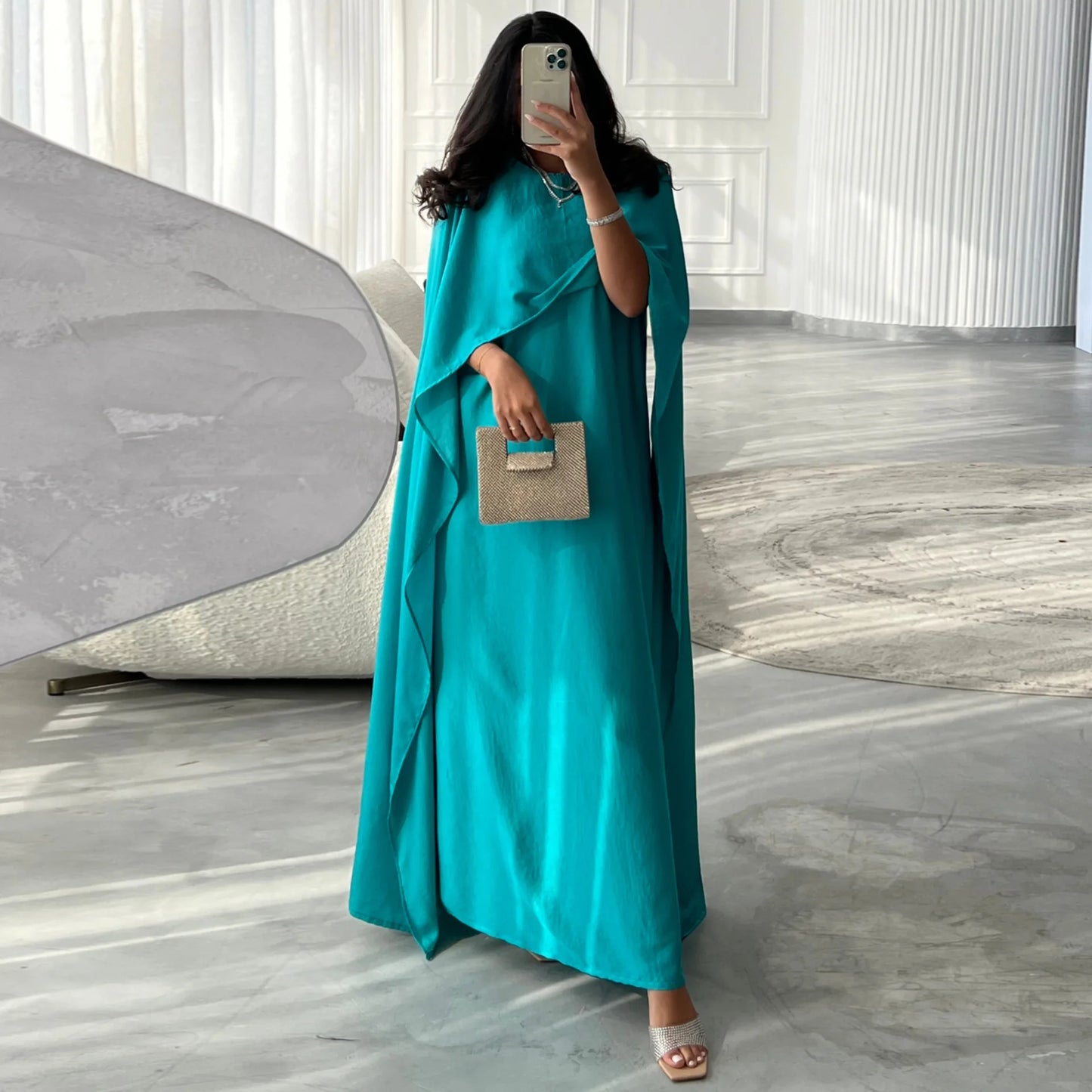 Muslim Women Satin Cloak Maxi Dress Ramadan Djellaba Eid Kaftan Turkey Dubai Abaya Islam Jalabiya Kebaya Caftan Marocain Femme