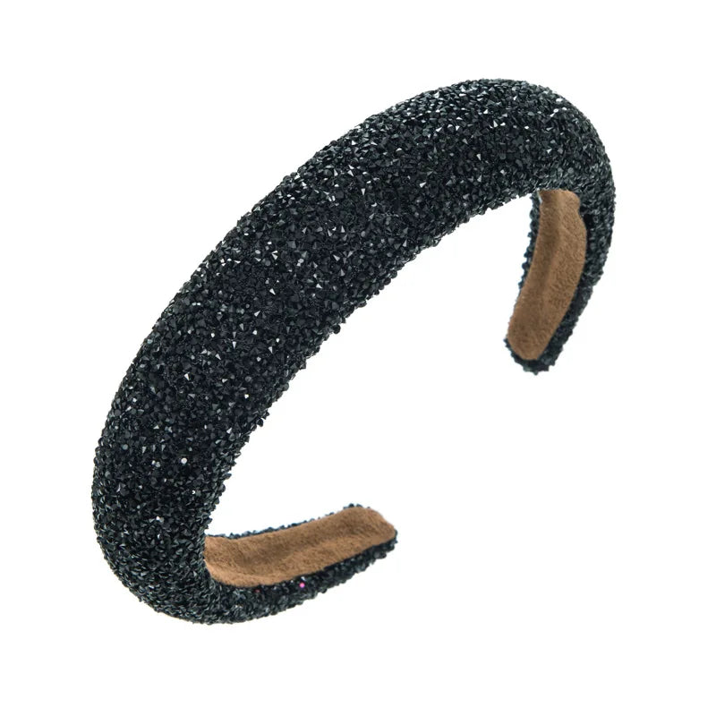 Elegant Look Luxury Crystal Wide Headbands For Women Girls Fashion Hairbands Elastic Hair Hoop Wash Face Hair Bands Female Hair Accessories