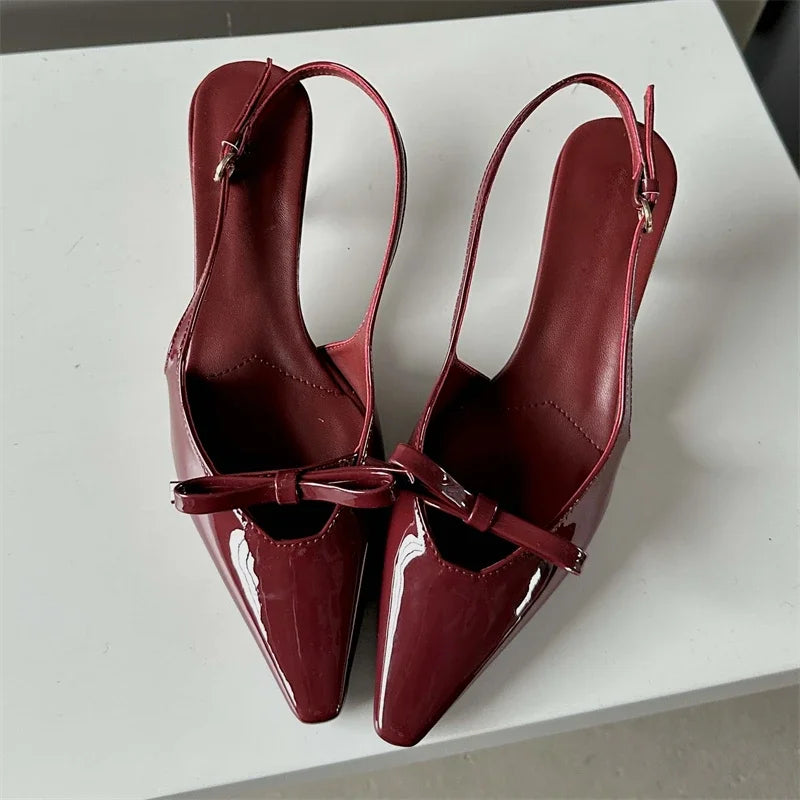 WOMEN SANDALS Fashion Pointed Toe Pumps Sandals Elegant Woman Slingbacks Buckle Strap Thin Heels Female Wedding Party Mules Shoes