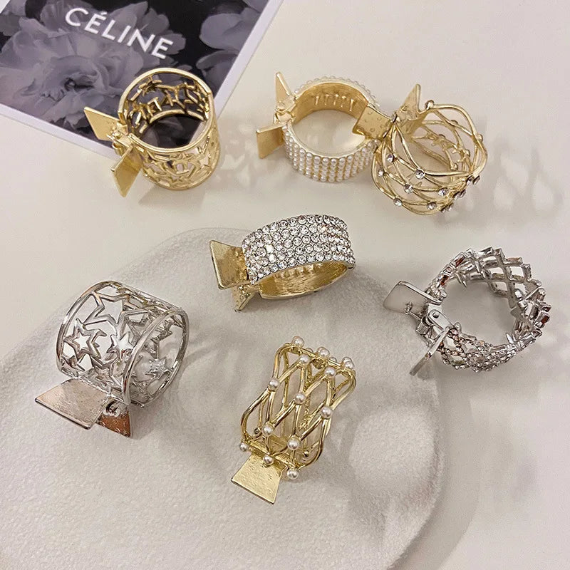 Elegant Look Fashion Zircon Pearl Metal Hair Claw High Ponytail Holder for Women Girls 2022 New Trendy Korea Luxury Hair Clip Accessories