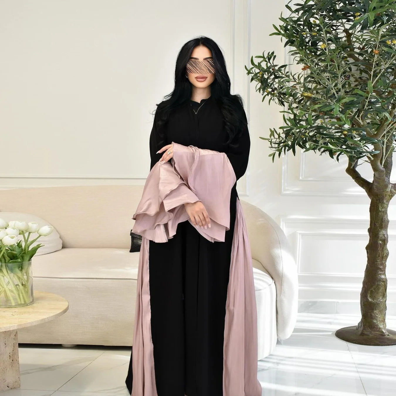 Ramadan Dubai Satin Flare Sleeve Modest Open Kimono Abaya Cardigan Islam Muslim Dress For Women Kaftan Kebaya Robe Musulmane