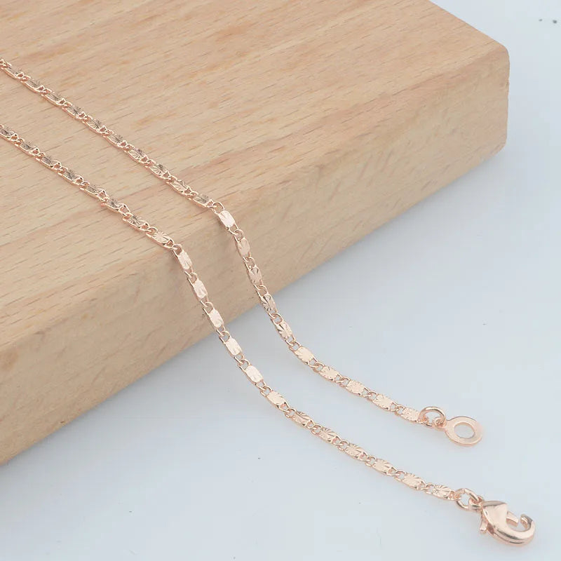 Necklaces Women New Women 585 Rose Gold Color Beaded Smart Pendant Slim Necklace Link Chains