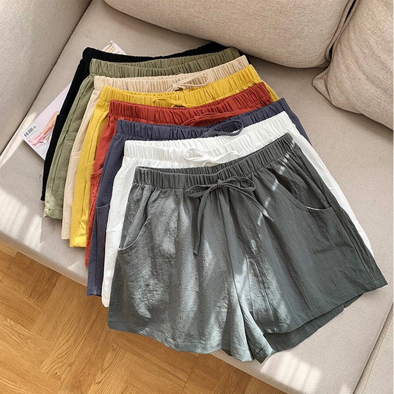 Shorts Casual Linen Shorts Women Gym Workout Shorts Cotton Short Pants High Waisted Black Ladies Short Femme Women Shorts Sport Femme