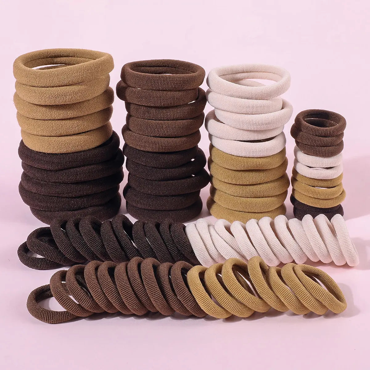 Elegant Look 80Pcs Women Girls Elastic Hair Bands Set Mother & Daughter Rubber Bands Sets 5cm 4cm 2.5cm Headband Scrunchie Hair Accessories