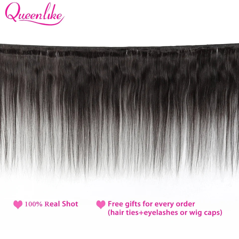 Hair Extensions and Wigs
Queenlike 30inch Straight Human Hair Bundles With Closure Brazilian Raw Hair Weave Bundles With 2x6 Deep Kim Closure and Bundles