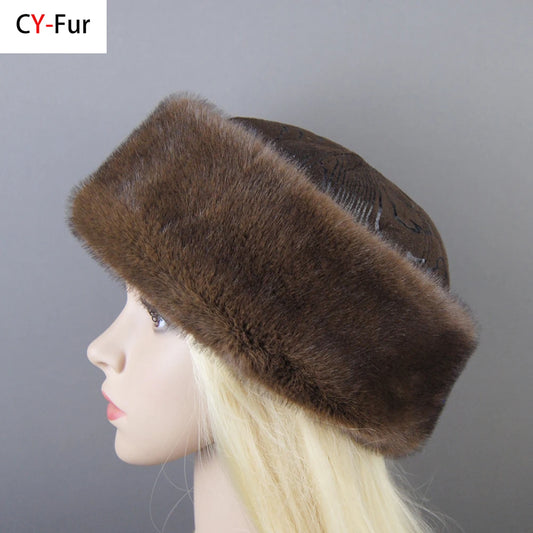 Hat False Fur Fashionable Brand Caps False Mink Fur Hats For Women Warm Russian Winter Hat Luxurious False Mink Fur Cap