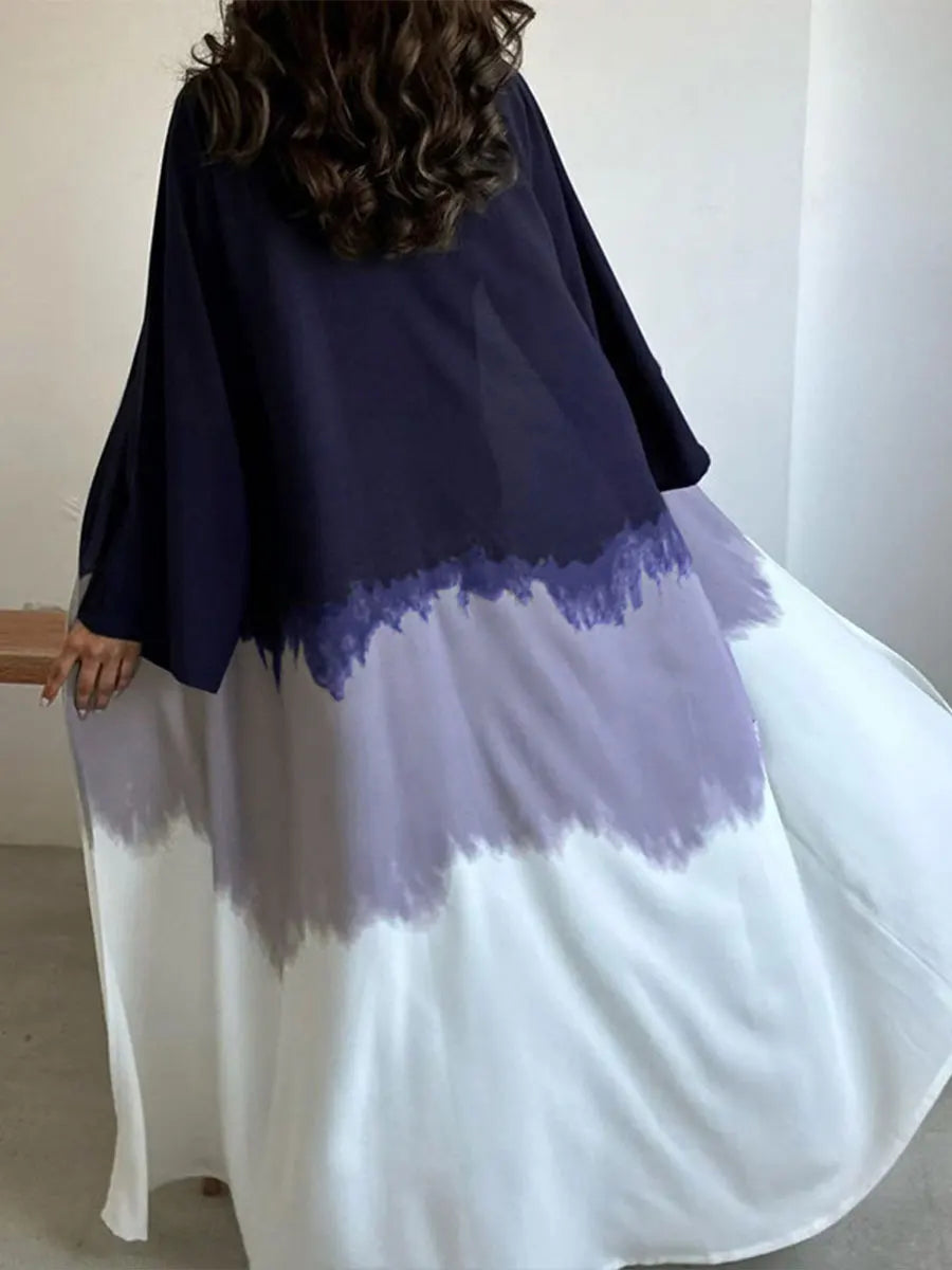 Dubai Clothing Stylish Elegant Cardigan Tie Dye Gradient Dress Robe Open Abayas For Muslim And Moroccan Woman Saudi Dubai Kebaya