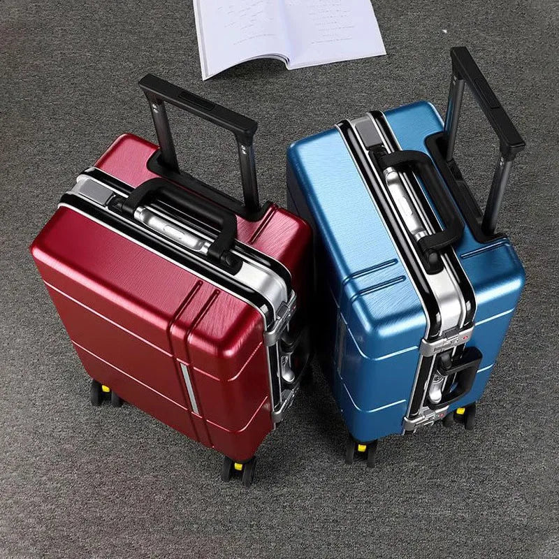 Travel Bag 20 Inch Suitcase Aluminum Frame Trolley Case Password Lock Luggage Carrier Large Capacity Boarding Suitcases on Wheels