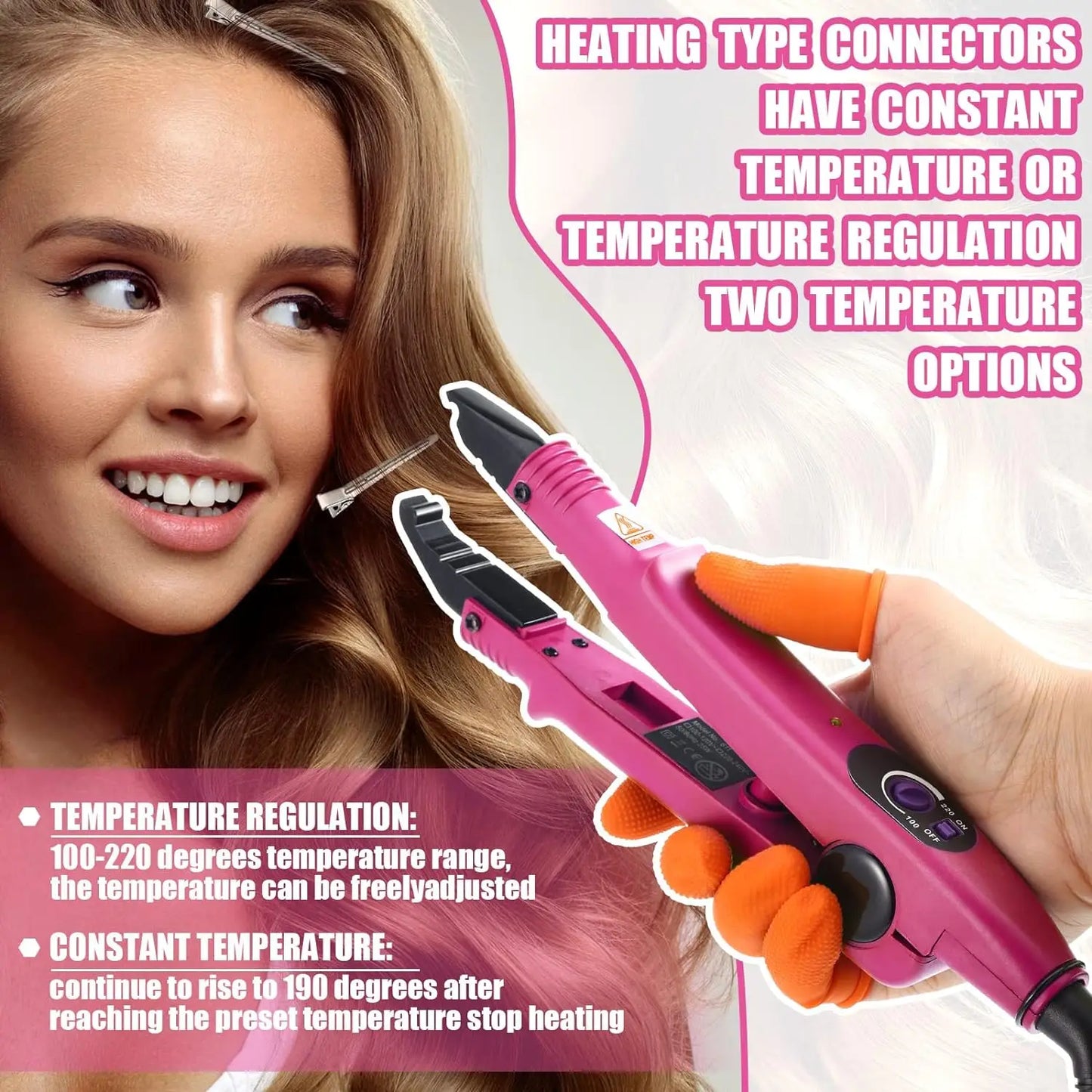 Hair Extensions and Wigs
Professional Hair Extension Tool Hair Connector Fusion Heat Iron Connector Adjustable Temperature  Melting Tool UK/US/EU Plug