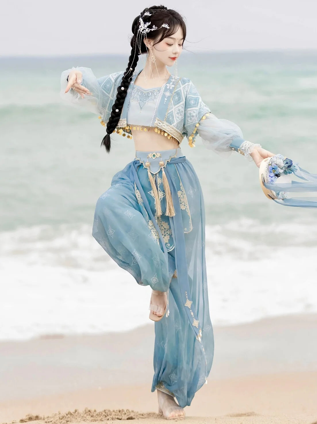 Exotic 
Dunhuang Kweichow Moutai Hanfu Chinese Clothing Exotic Style Elements Pants Dancing Western Performance Wear Shooting Photo