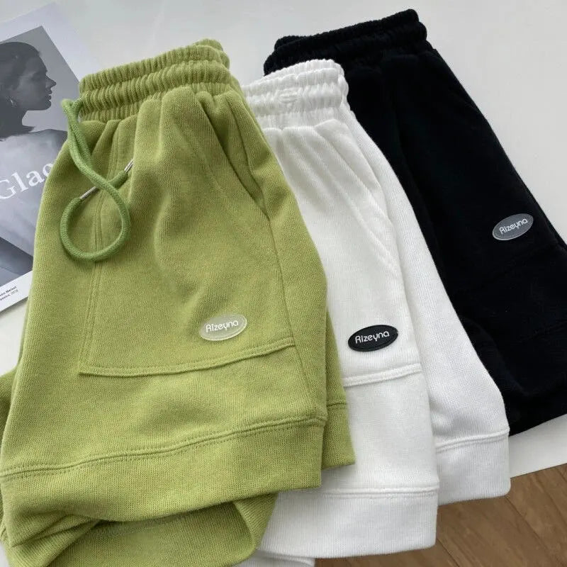 Shorts High-waisted Slim Casual Sports Shorts WOMEN'S New Korean Version of Loose Wide-legged Drawstring A- string Pants