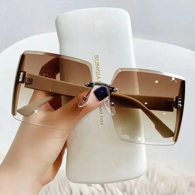 Women's Sunglasses New Vintage Square Sunglasses Woman Classic Retro Gradient Mirror Frameless Sun Glasses Female Fashion Rimless Oculos De Sol