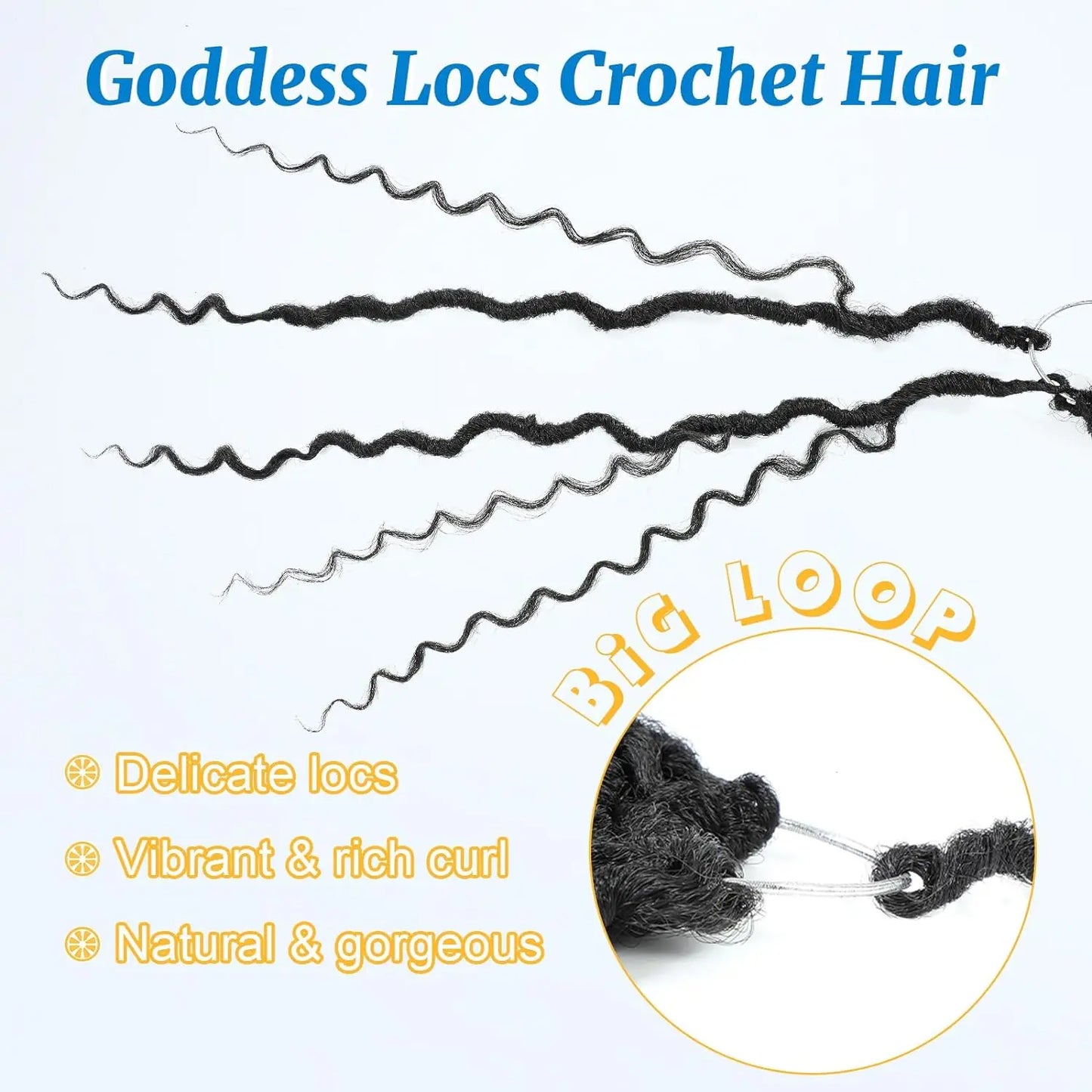 Hair Extensions and Wigs
Karida Faux Locs Crochet Hair 14 inch Pre Looped Goddess Locs Crochet Hair With Curly Ends Crochet Hair Extensions For Women