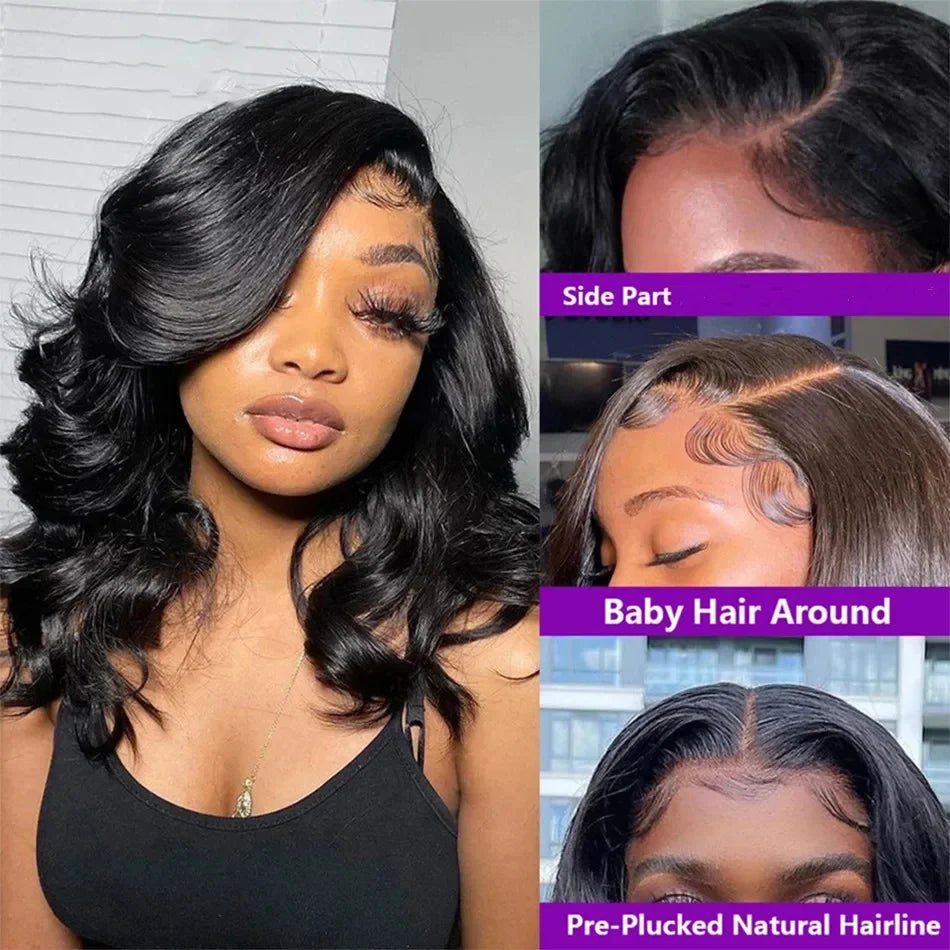 Hair Extensions and Wigs
Melodie Body Wave Bob Wig 13x4 13x6 Transparent Lace Frontal Wig Brazilian Human Hair Wigs 5x5 Closure Wigs