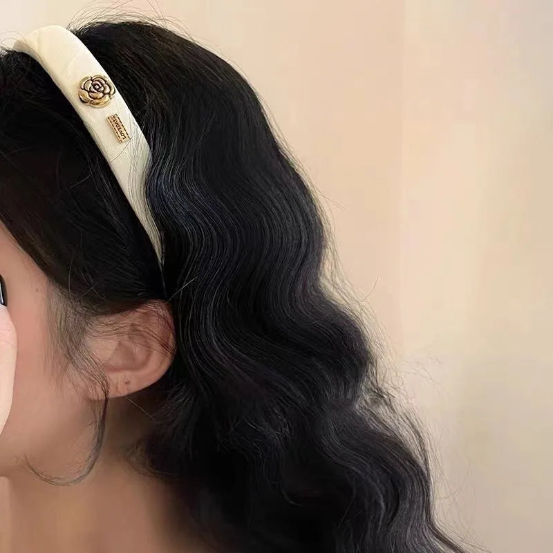 Elegant Look New Camellia Headband Stylish Luxury Hair Band High Cranial Top Headband Women's Headwear Hair Accessories