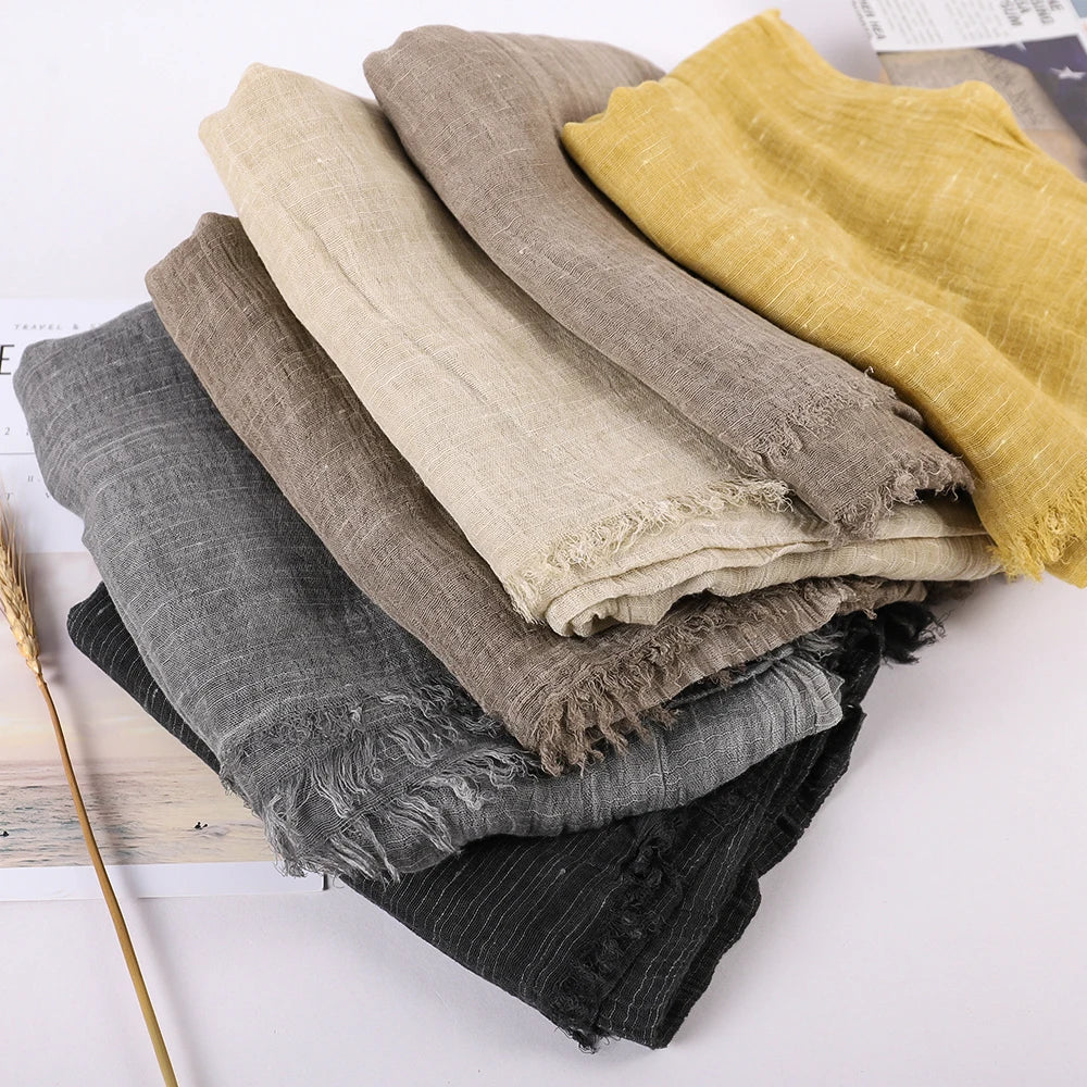 High Quality Fashion New Cotton Pashmina Plain Shawls Women Solid Color Scarf Wraps Scarves Kerchief Muslim Hijab Lady Autumn Winter Warm