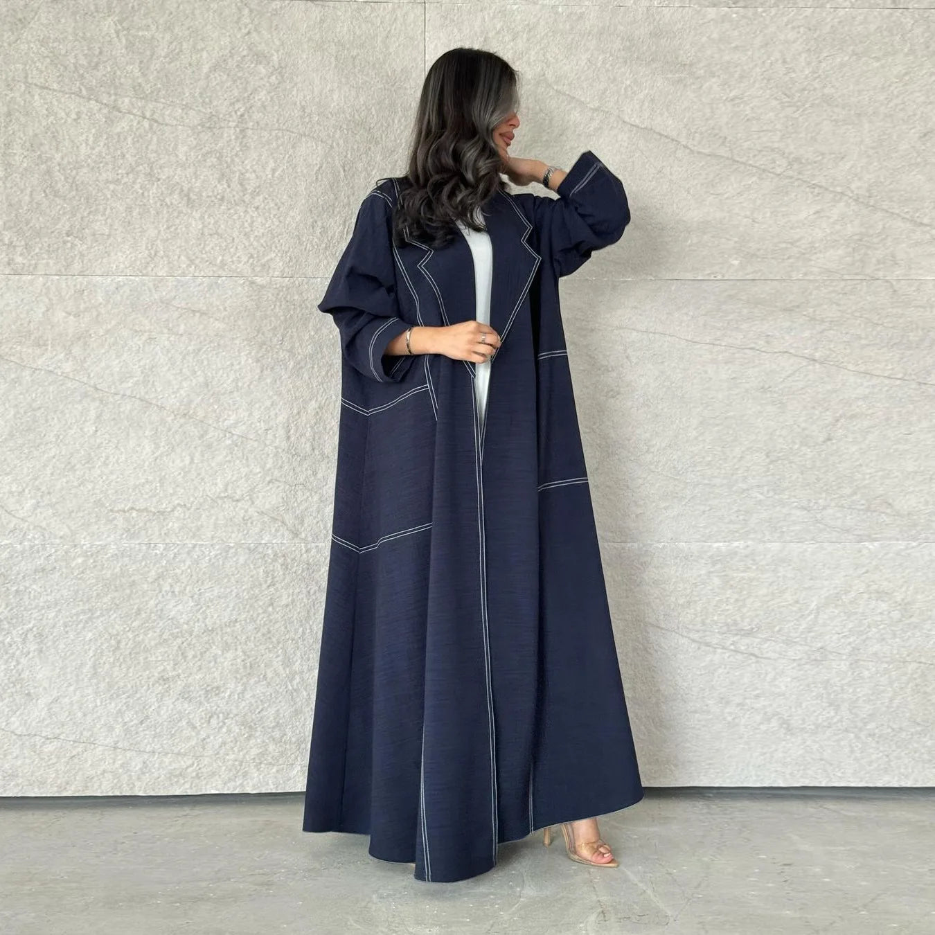 Denim Coat Open Kimono Abaya Dubai Muslim Dress Cardigan for Women Kaftan Modest Islam Robe Musulmane Jalabiya Kebaya Djellaba