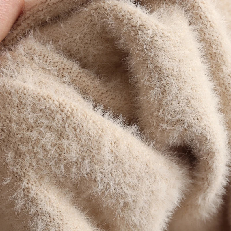 Winter Warm Sleepwear 
GIGOGOU Imitation Mink Cashmere Two Pcs Women Sweater Set Loose Knitted Jumper+ Pant Tracksuit Fashion Warm Lady Suit