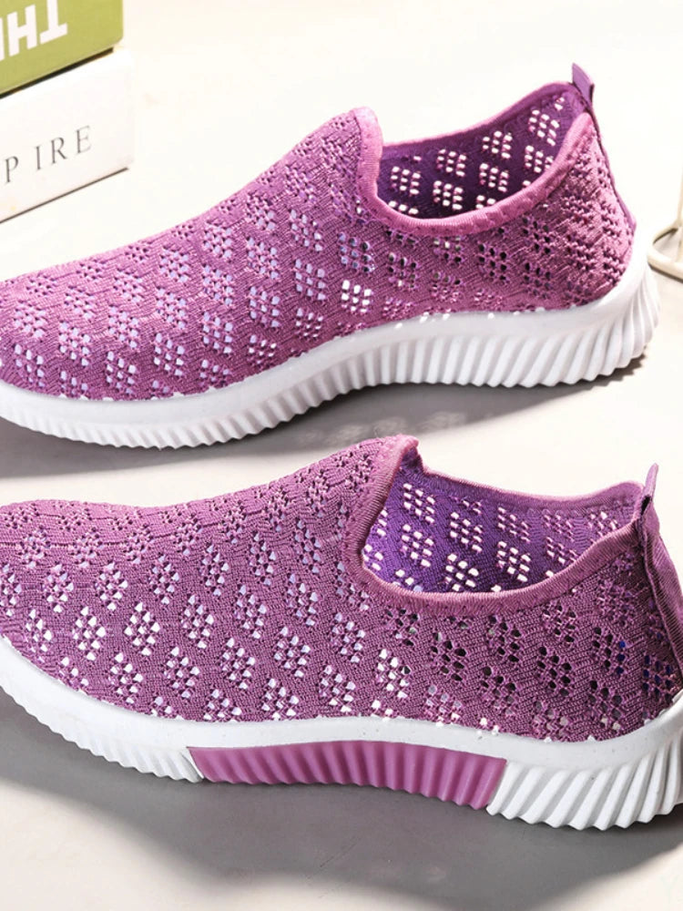 Sneaker women New Fashion Mesh Shoes Women Shoes Mesh Sports Shoes Breathable Flats Soft Sole Casual Sneakers