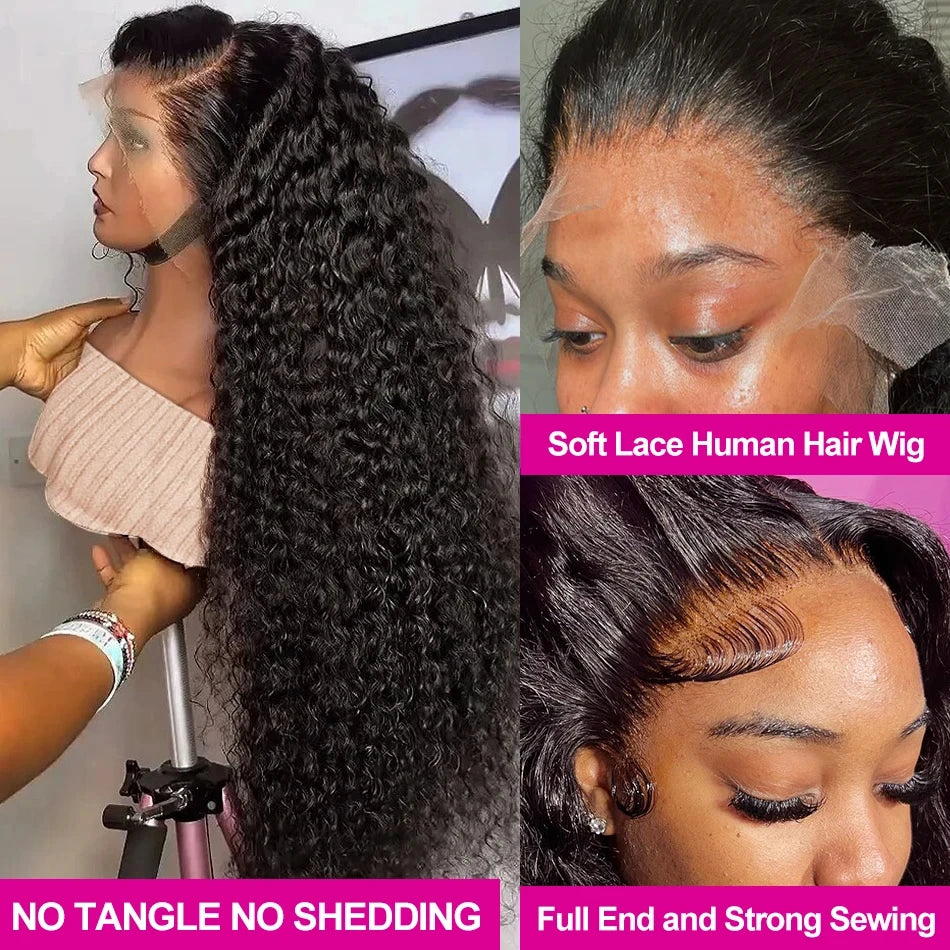 Hair Extensions and Wigs
MELODIE Water Wave Full Frontal Lace Wig 13x6 Transparent Lace Frontal Wig 250 Density Deep Wave Human Hair Wigs For Women