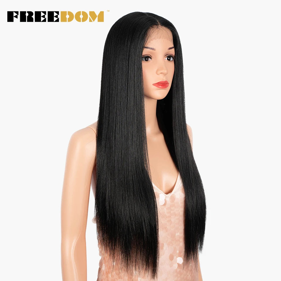 Hair Extensions and Wigs
FREEDOM Synthetic Lace Front Wig 28 Inch Long Straight Hair Wigs Soft Red Blonde Lace Front Wigs For Black Women Cosplay Wigs