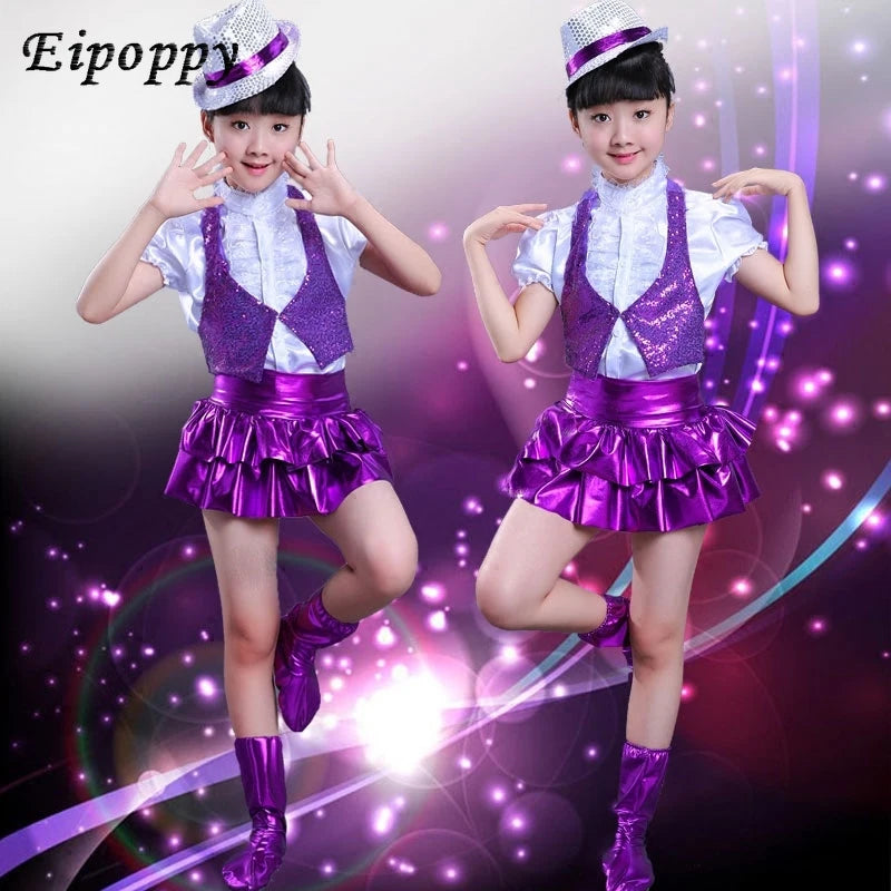 dancers  
New children's jazz dance costumes children's modern dance hip-hop show clothes girls sequins jazz dance suits