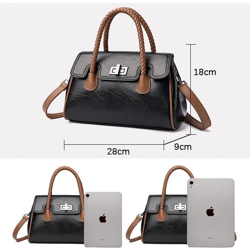 Handbags High Quality Soft Leather Women's Handbag Luxury Designer Girl Boston Bag Luxury Large Capacity Shoulder Bags Sac A Main