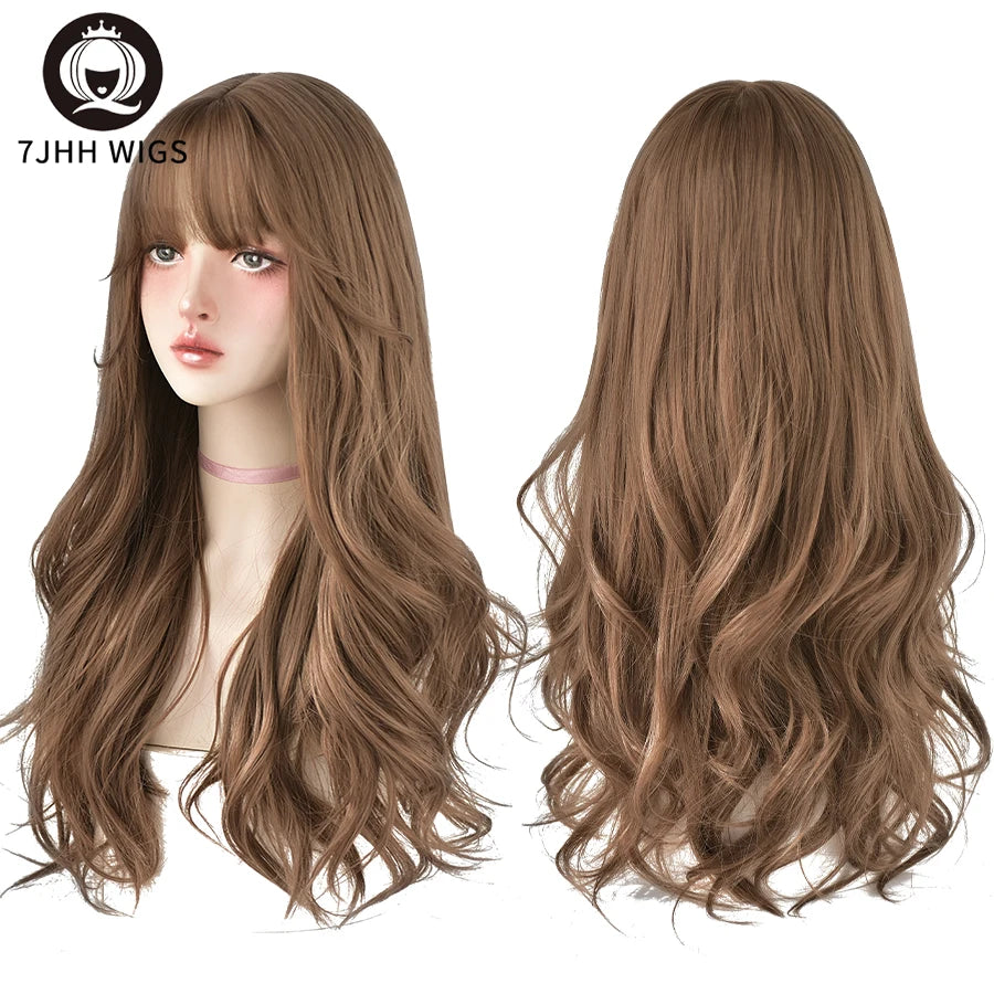 Hair Extensions and Wigs
7JHH WIGS Popular Brown Ash Long Deep Wave Hair Lolita Wigs With Bangs Synthetic Wig For Women Fashion Thick Curls Wigs Girl