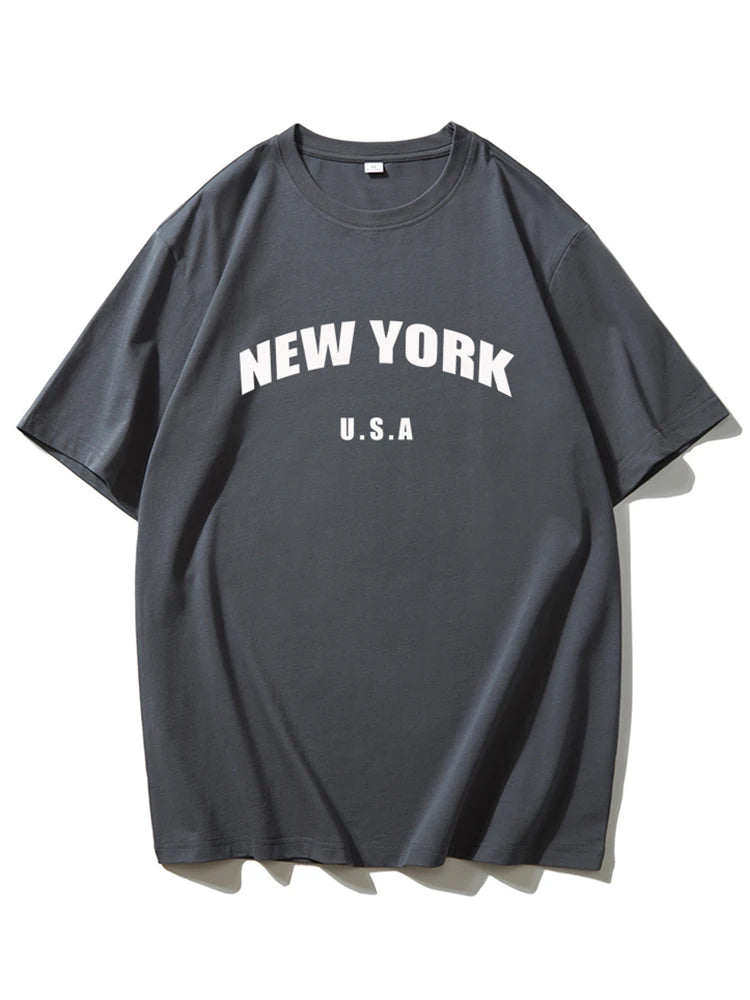 Plus Size Blessyuki New York Letter Print T-shirts Female Summer Basic O-neck Tees Casual Retro Streetwear Ladies Harajuku Plus Size Tops