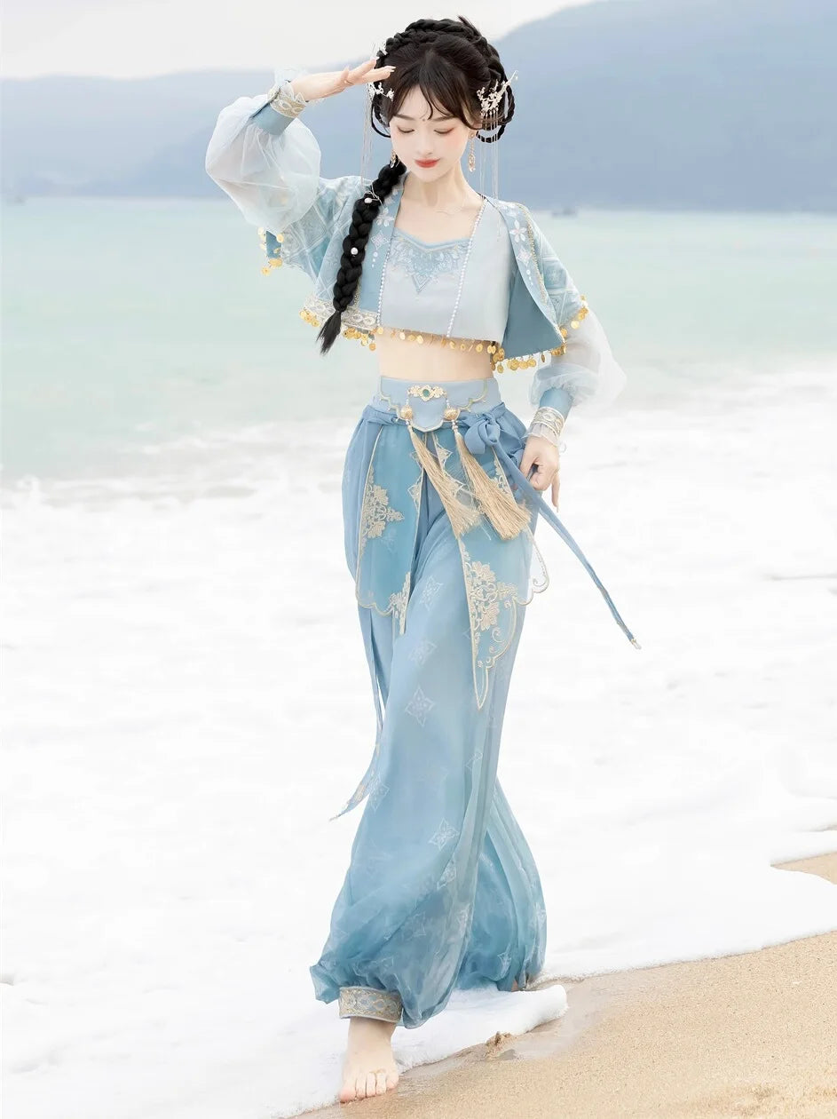 Exotic 
Dunhuang Kweichow Moutai Hanfu Chinese Clothing Exotic Style Elements Pants Dancing Western Performance Wear Shooting Photo