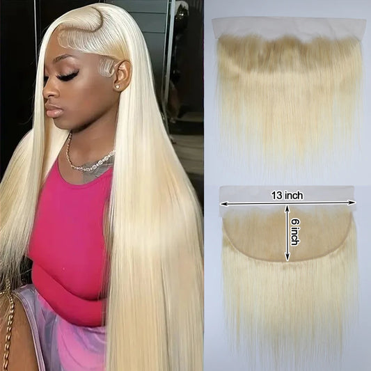 Hair Extensions and Wigs
Honey Blonde 613 Lace Frontal Only 13x6 Straight Lace Frontal - Pre Plucked With Baby Hair 150% Density Brzilian Remy Human Hair