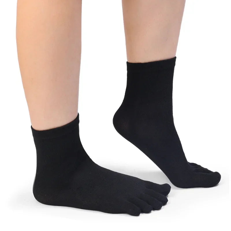 Stockings 
1/2Pairs Unisex Toe Socks Men and Women Five Finger Socks Breathable Cotton Stockings Sports Running Solid Black White Grey Sox