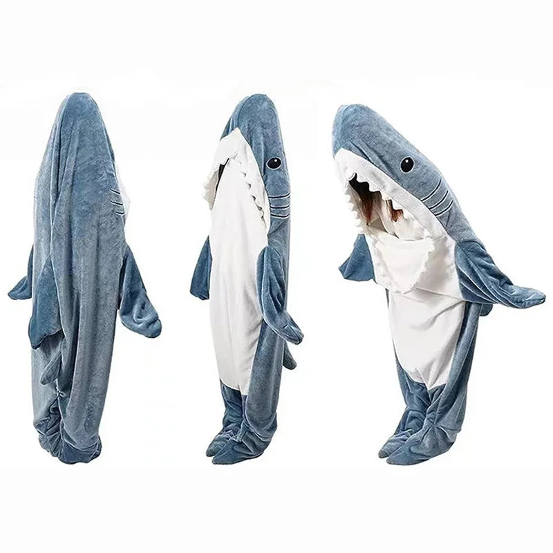 Winter Warm Sleepwear 
Large Size Shark Sleeping Bag Animal Flannel Pajamas Kids Men and Women One Piece Homewear Boy Girl Loose Robe Thickened Warm