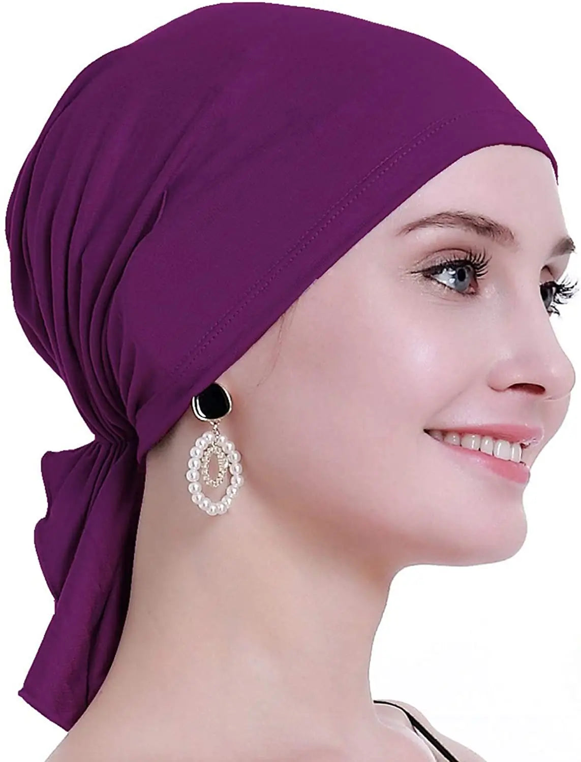 Elegant Look New Muslim Bamboo Pre-Tied Scarf Ladies Chemo Cap Women Turban Hat Headwear Headscarf Wrap Cancer Bandanas Hair Accessories