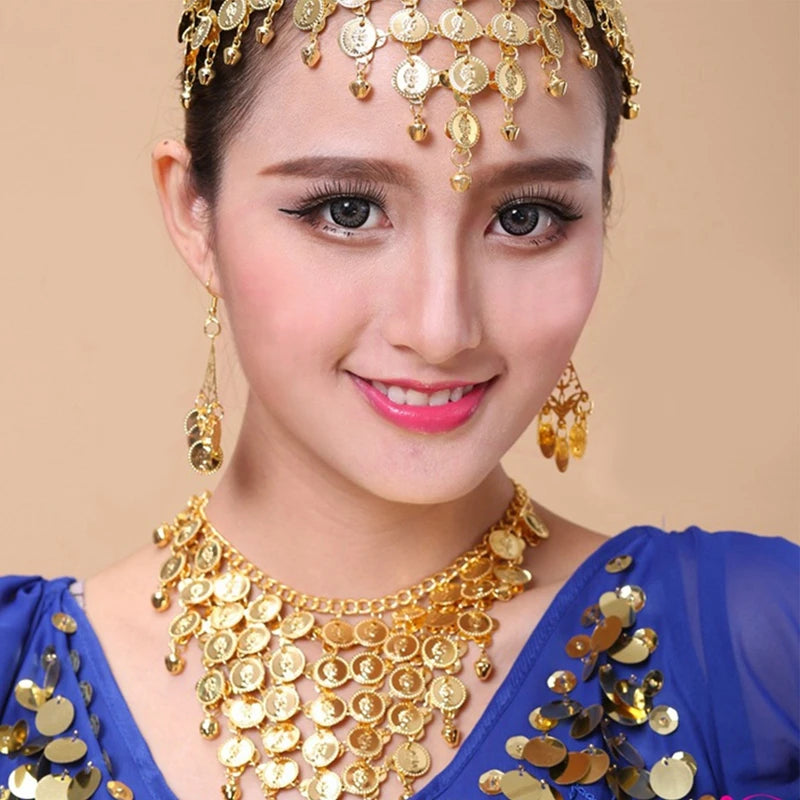 dancers  
Gold Color Carved Sequins Bell Choker Necklace for Women Ethnic Tribe Indian Belly Dance Summer Beach Jewelry