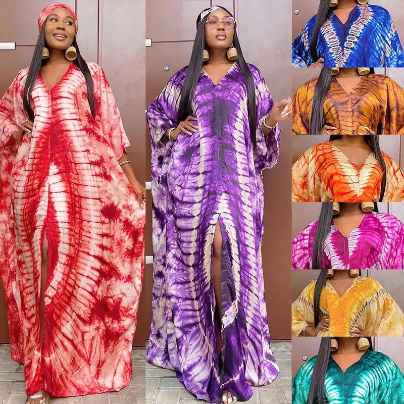 European Clothing
Middle Eastern Ethnic Style Retro Long Robe Printed Large Hem with Headscarf Dress European and American Women Clothing African